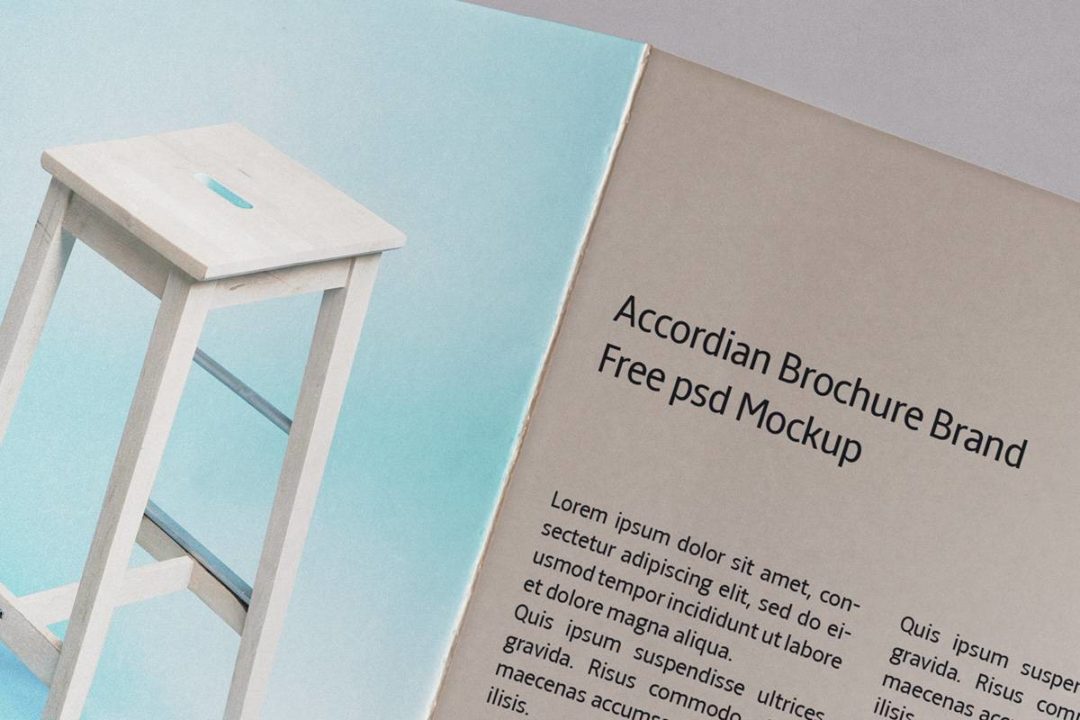 时尚手风琴形式小册子折页设计展示贴图PSD样机模板 Branding Accordion Brochure Psd Mockup - —