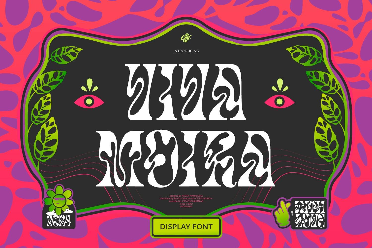 复古迷幻杂志海报标题设计装饰英文字体安装包 Viva Moira Psychedelic display font - —