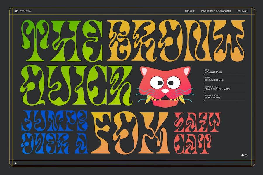 复古迷幻杂志海报标题设计装饰英文字体安装包 Viva Moira Psychedelic display font - —