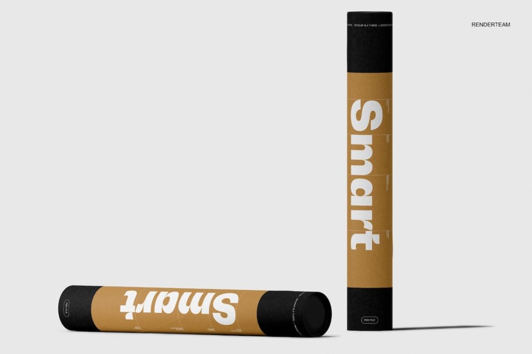 7款时尚信件艺术品包装纸管设计展示效果图PSD样机模板素材 Paper Tube Mockup Set - —