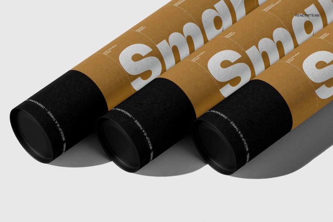 7款时尚信件艺术品包装纸管设计展示效果图PSD样机模板素材 Paper Tube Mockup Set - —