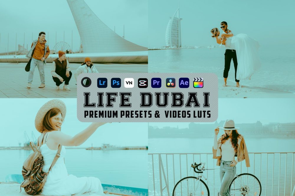 时尚怀旧电影旅行博主摄影照片调色LR预设包 Life Dubai Luts Videos Presets Mobile Desktop - —