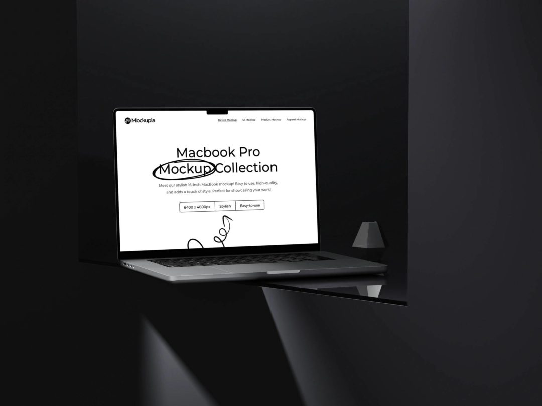 8款暗黑工业风苹果笔记本MacBook Pro屏幕展示贴图PSD效果图样机模板 Apex Macbook Pro Mockups - —