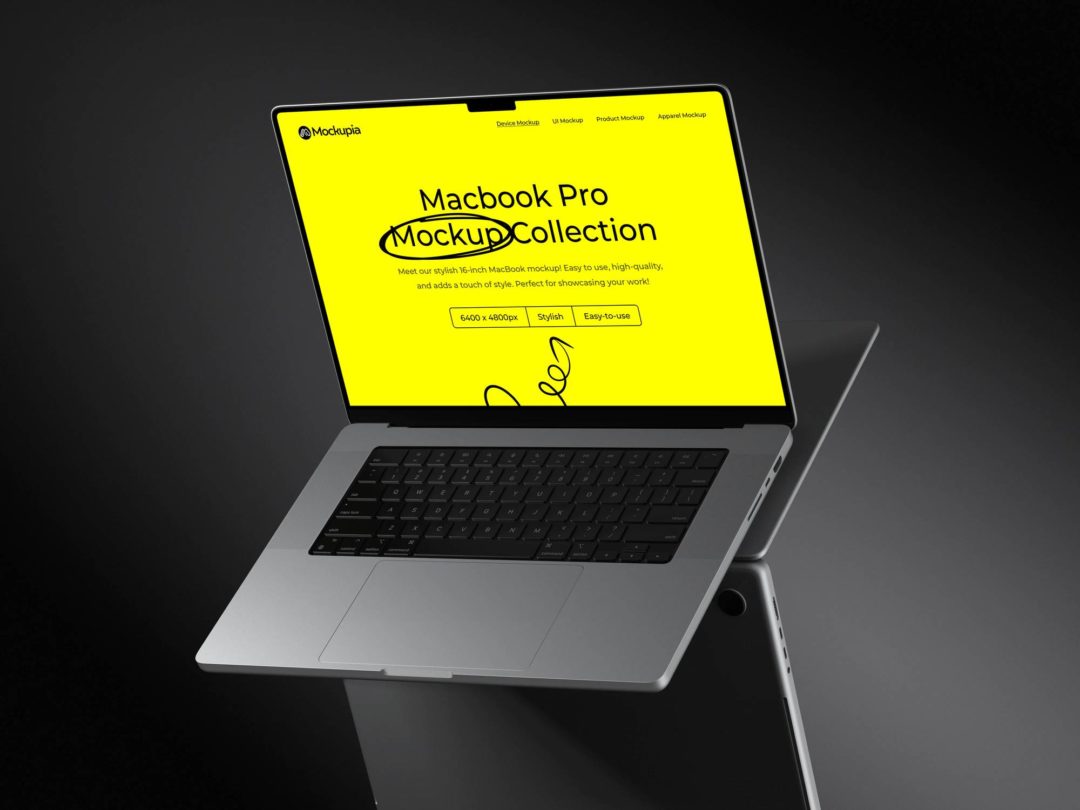 8款暗黑工业风苹果笔记本MacBook Pro屏幕展示贴图PSD效果图样机模板 Apex Macbook Pro Mockups - —