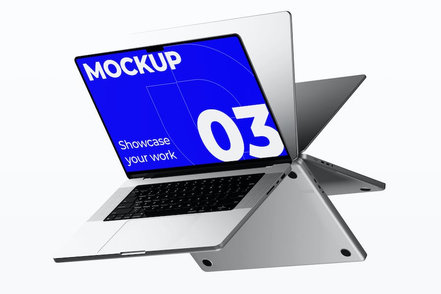 5款时尚苹果笔记本电脑MacBook Pro屏幕演示贴图样机PSD模版 Macbook Pro Mockup - —