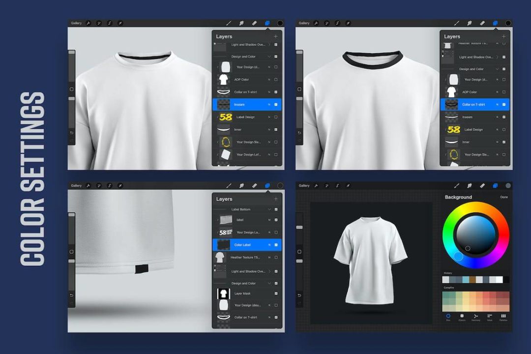 5款时尚超大T恤半袖上衣设计展示效果图样机Procreate模板素材 5 Mockups Oversize T-shirt for Procreate vol.2 - —