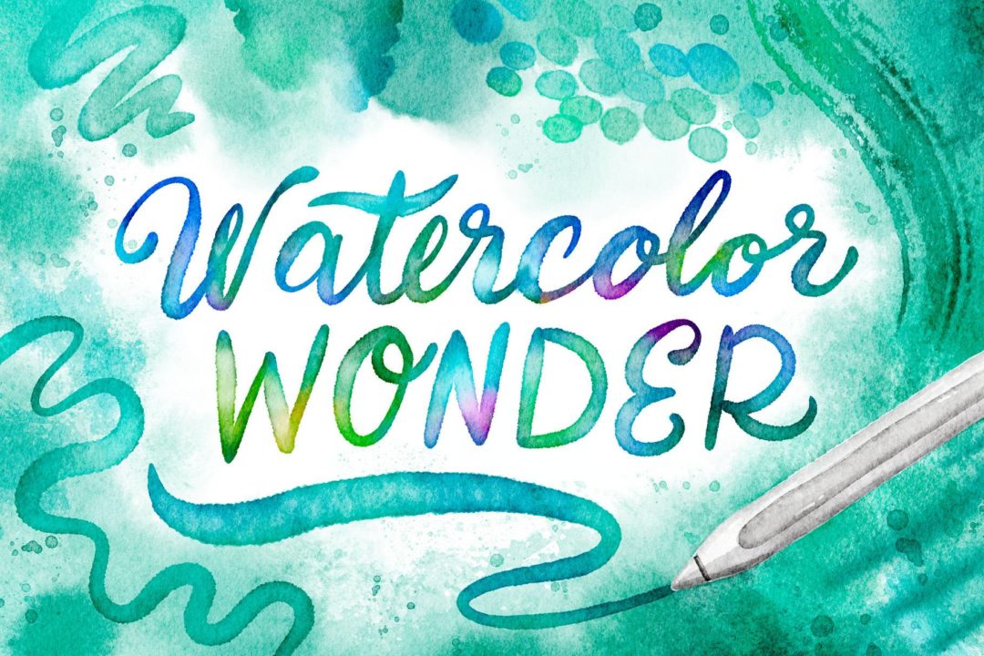 50款逼真数字艺术水彩绘画效果iPad Procreate笔刷设计素材 Watercolor Wonder Brushes for Procreate - —