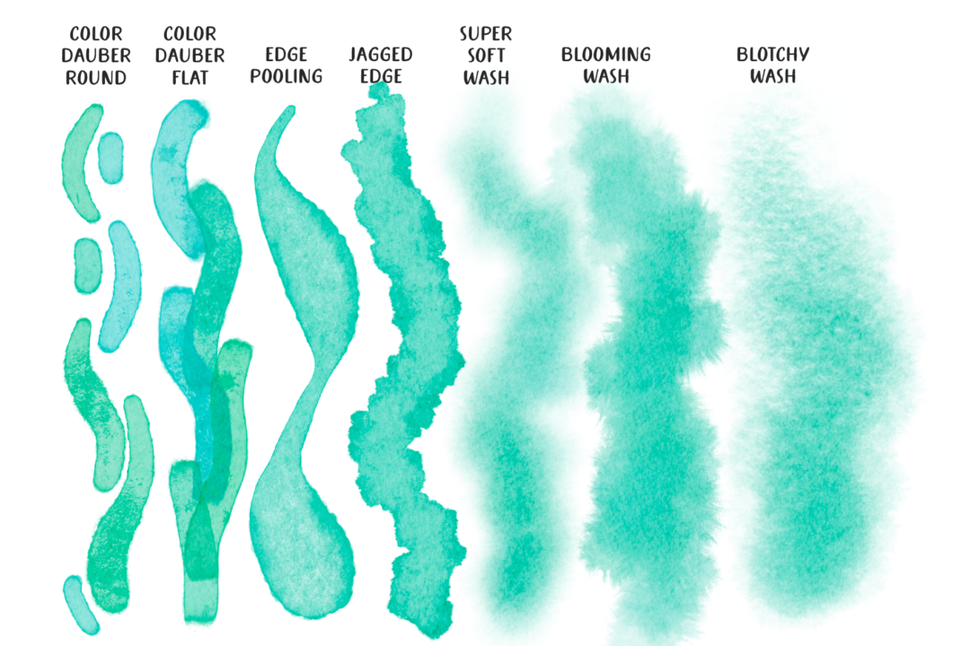 50款逼真数字艺术水彩绘画效果iPad Procreate笔刷设计素材 Watercolor Wonder Brushes for Procreate - —