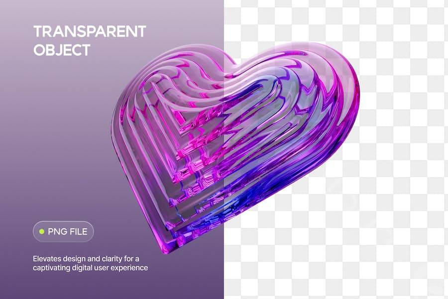 25款浪漫情人节爱情3D心形图标抽象艺术PNG免抠图设计素材 3D Abstract Heart Objects - —