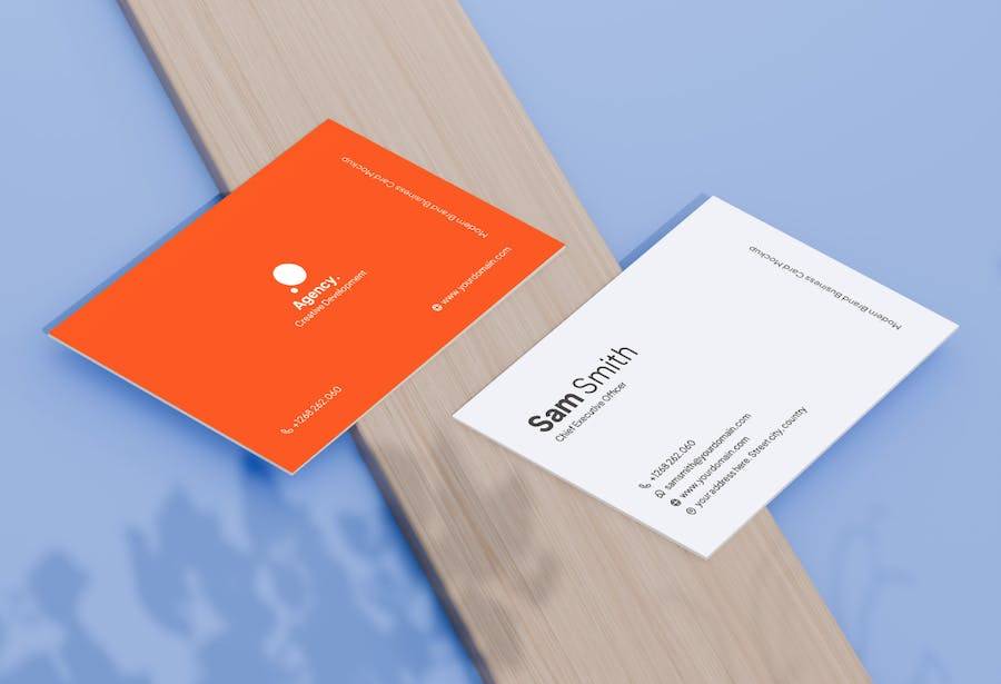 4款逼真个人商务名片卡片设计展示效果图PSD样机模板素材 Corporate Business Card Mockup - —