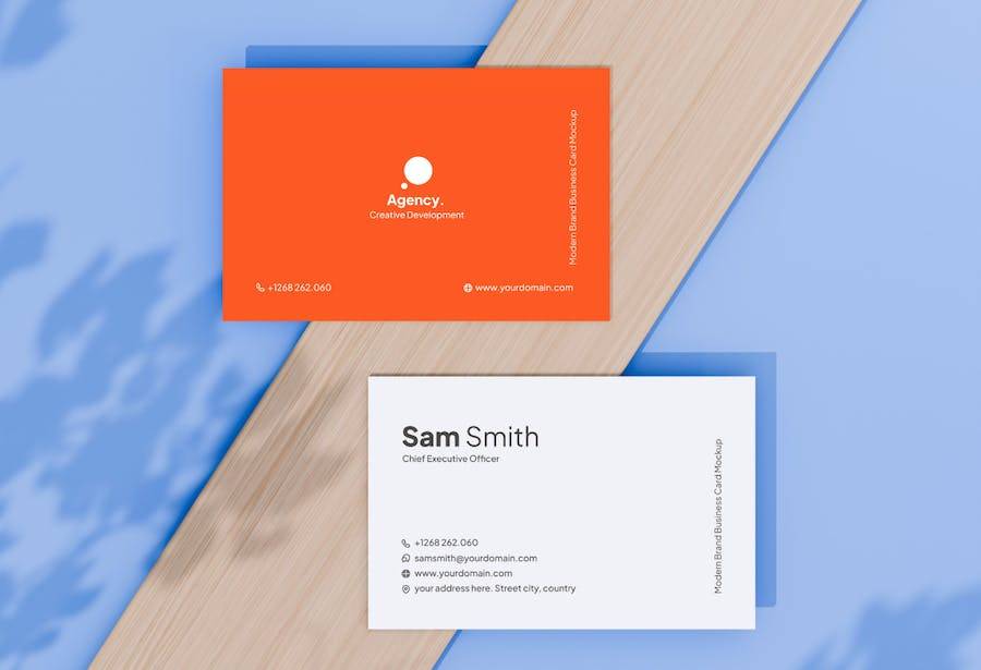 4款逼真个人商务名片卡片设计展示效果图PSD样机模板素材 Corporate Business Card Mockup - —