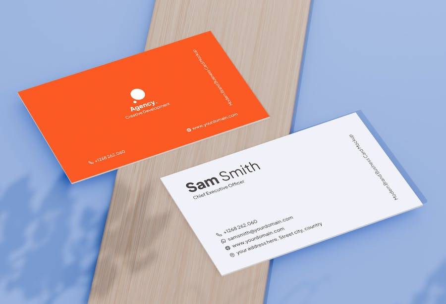 4款逼真个人商务名片卡片设计展示效果图PSD样机模板素材 Corporate Business Card Mockup - —