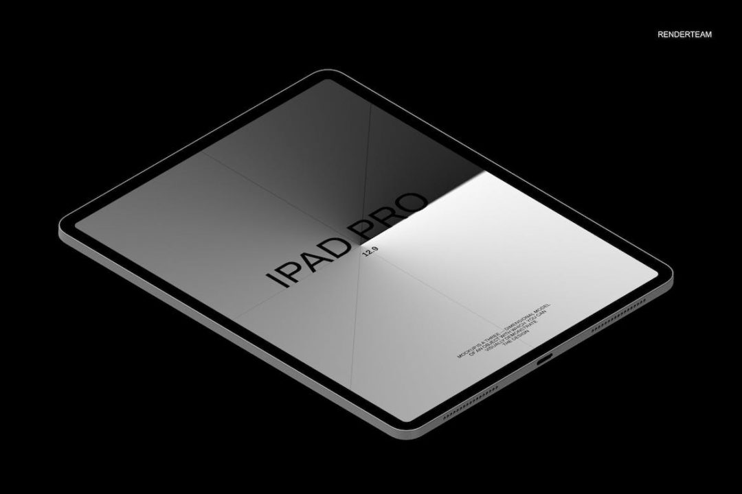 4款暗黑苹果iPad Pro平板电脑网站APP界面设计展示贴图PSD效果图样机模板 Isometric iPad Mockups - —