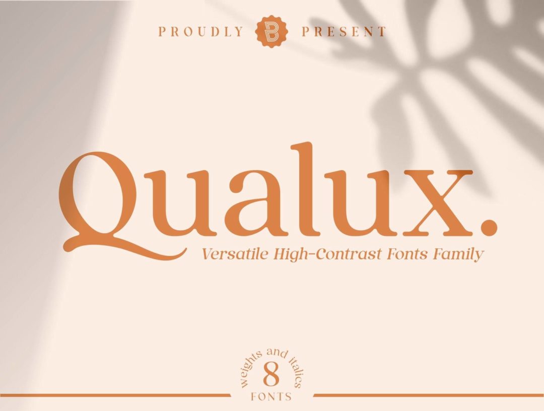 复古奢华杂志海报标题品牌徽标LOGO设计PS衬线英文字体安装包 Qualux Fonts Family - —