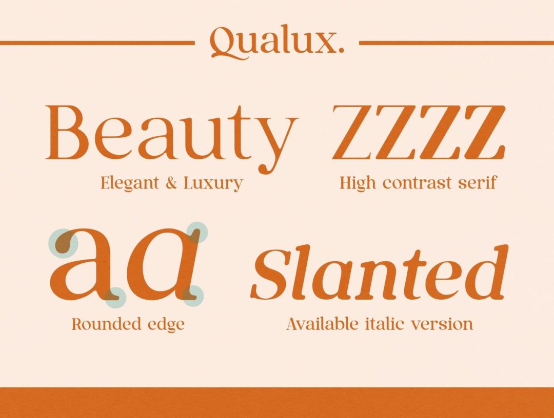 复古奢华杂志海报标题品牌徽标LOGO设计PS衬线英文字体安装包 Qualux Fonts Family - —