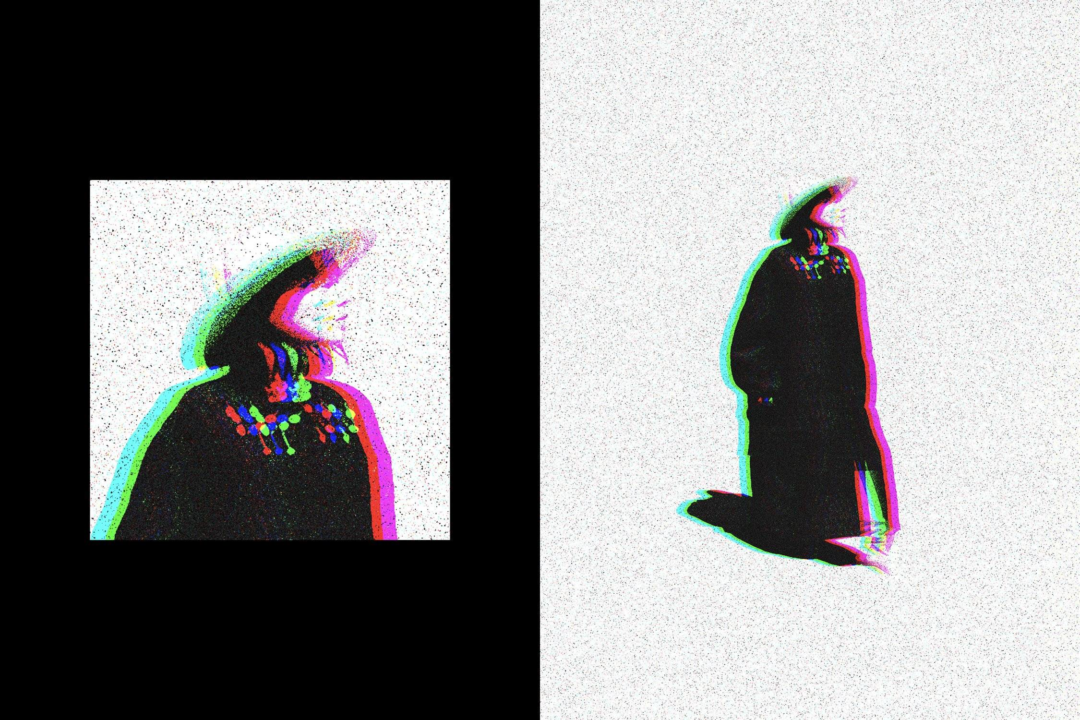 复古老式噪点颗粒未来科幻照片图像处理PS特效样机模板 Grain Glitch Photo Effect - —