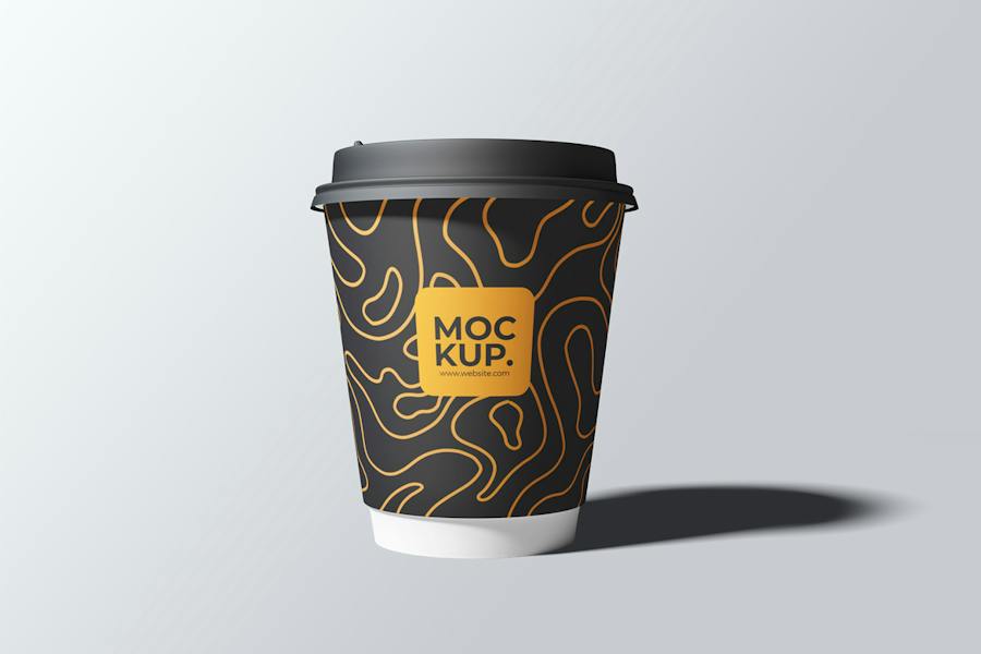 6款时尚一次外卖咖啡纸杯设计展示效果图PSD样机模板 Drink Cup Mockup - —