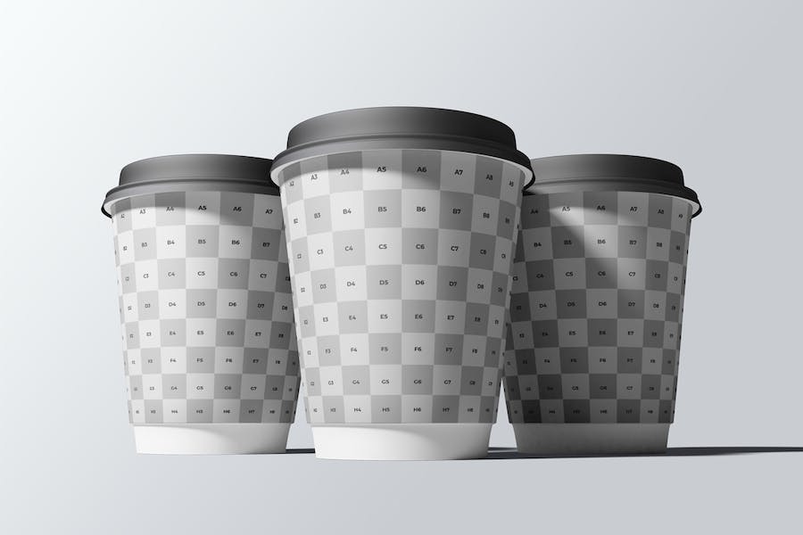 6款时尚一次外卖咖啡纸杯设计展示效果图PSD样机模板 Drink Cup Mockup - —