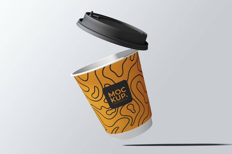 6款时尚一次外卖咖啡纸杯设计展示效果图PSD样机模板 Drink Cup Mockup - —