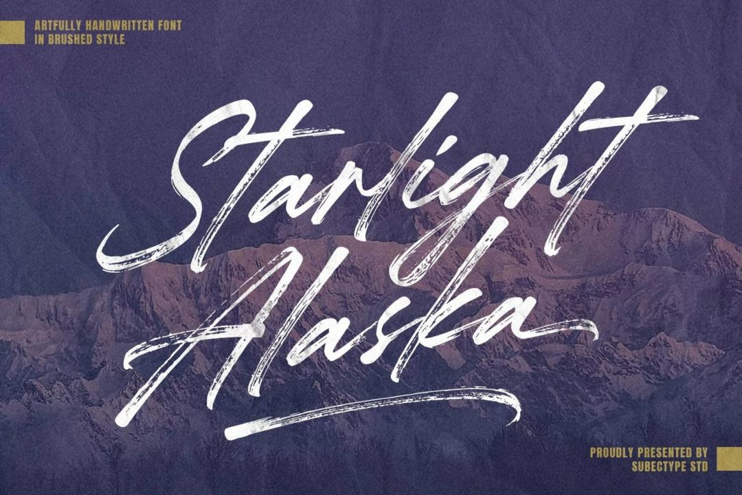 随意自然产品包装海报标题徽标设计手写英文字体安装包 Starlight Alaska Font - —