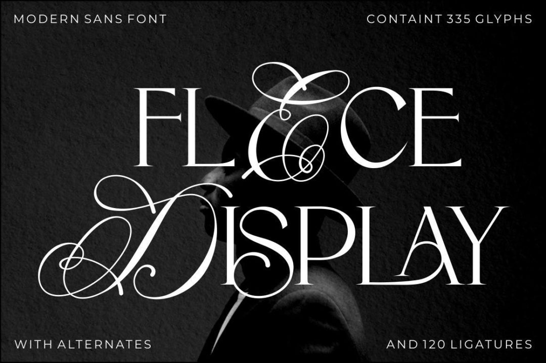 现代奢华杂志婚礼邀请函标题徽标LOGO设计衬线英文字体安装包 Flece Display – Modern Sans Font - —