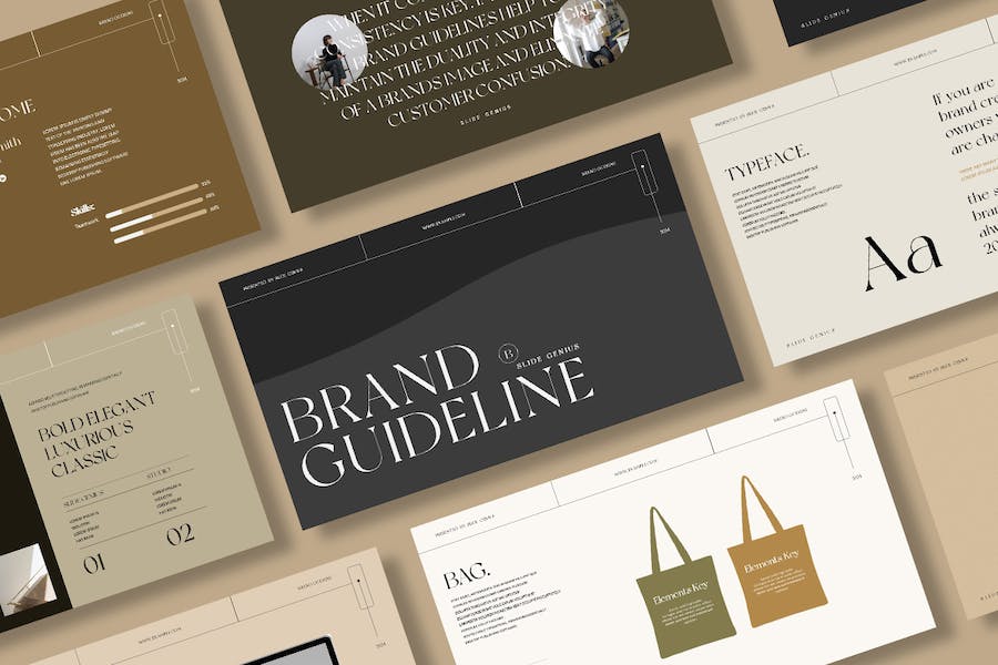 时尚企业营销策划提案简报设计Keynote模版 Brand Guideline Keynote Presentation Template - —