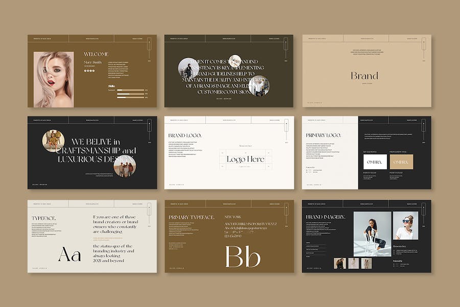 时尚企业营销策划提案简报设计Keynote模版 Brand Guideline Keynote Presentation Template - —