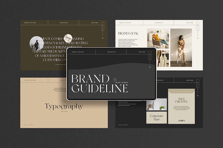 时尚企业营销策划提案简报设计Keynote模版 Brand Guideline Keynote Presentation Template - —