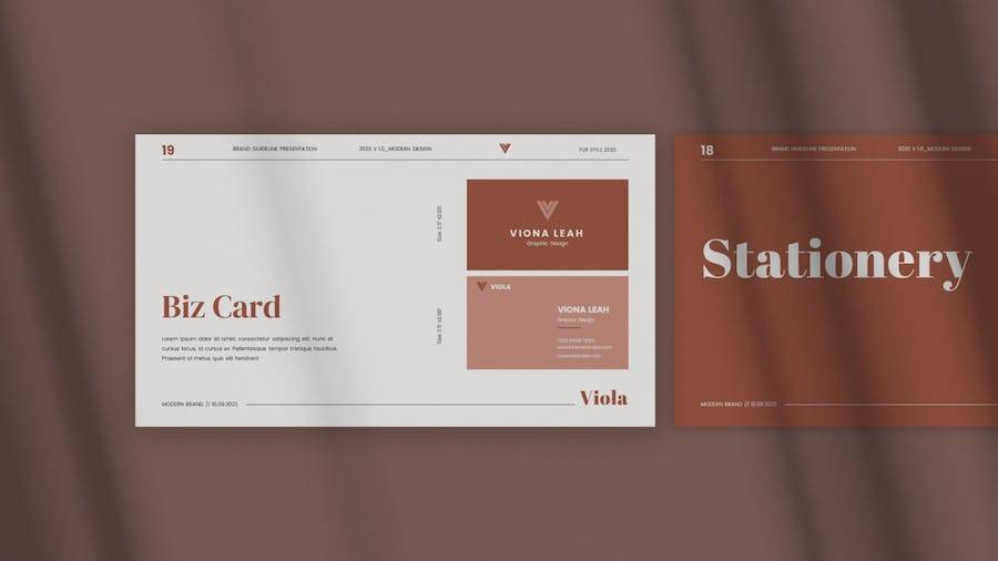 时尚简约品牌营销策划提案简报设计Keynote模版 Viola Brand Guideline Keynote Template - —