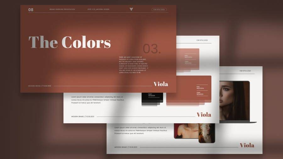 时尚简约品牌营销策划提案简报设计Keynote模版 Viola Brand Guideline Keynote Template - —