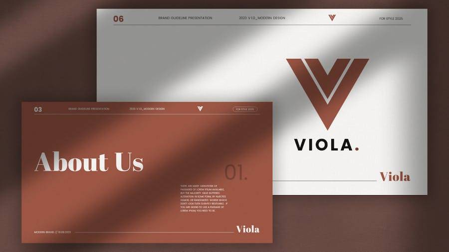 时尚简约品牌营销策划提案简报设计Keynote模版 Viola Brand Guideline Keynote Template - —