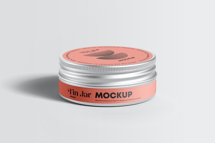 8款逼真化妆品发蜡金属锡罐包装罐设计展示贴图PSD样机模板 Metal Tin Jar Mock-up - —