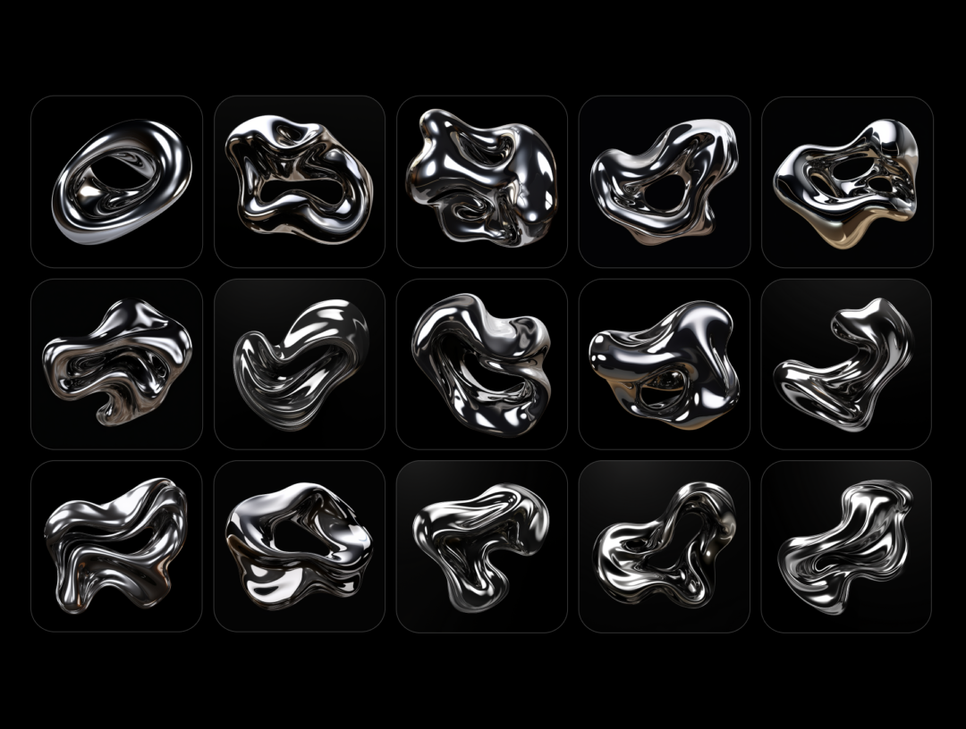 30款潮流液体金属镀铬3D立体抽象图形PNG免抠图设计素材 Alumix – Liquid Metal Backgrounds - —