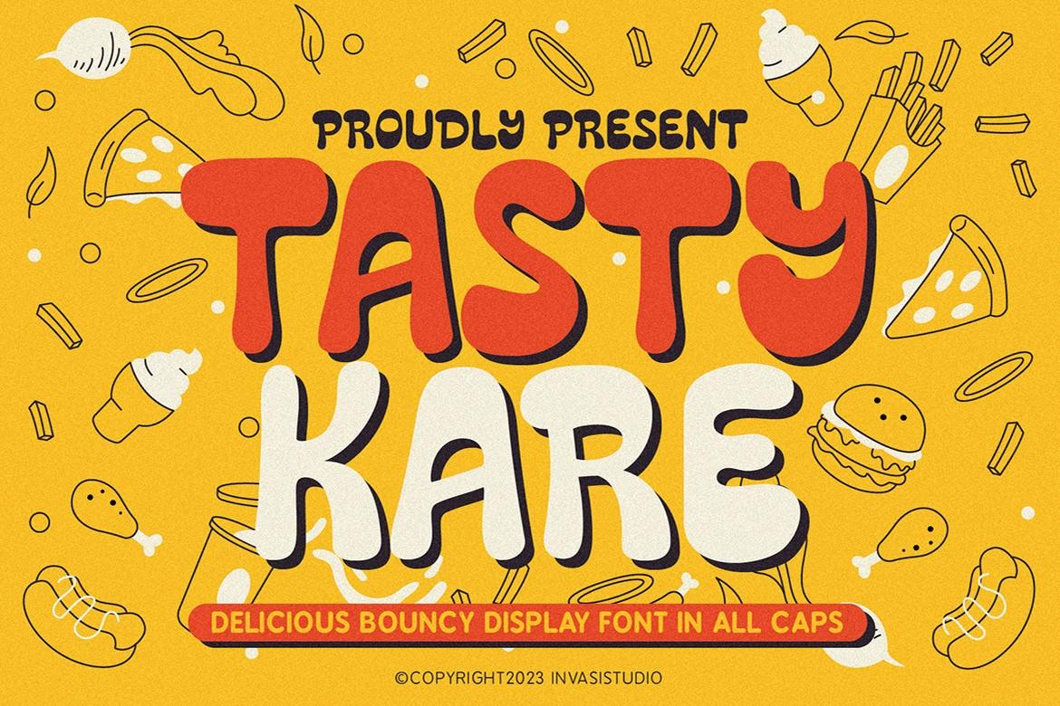 复古可爱杂志海报包装设计无衬线英文字体安装包 Tastykare Playful Retro - —