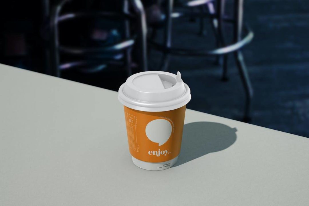 9款时尚逼真一次性外卖咖啡奶茶纸杯设计展示效果图PSD样机模板 Paper Cup 8oz 250ml Mock up - —