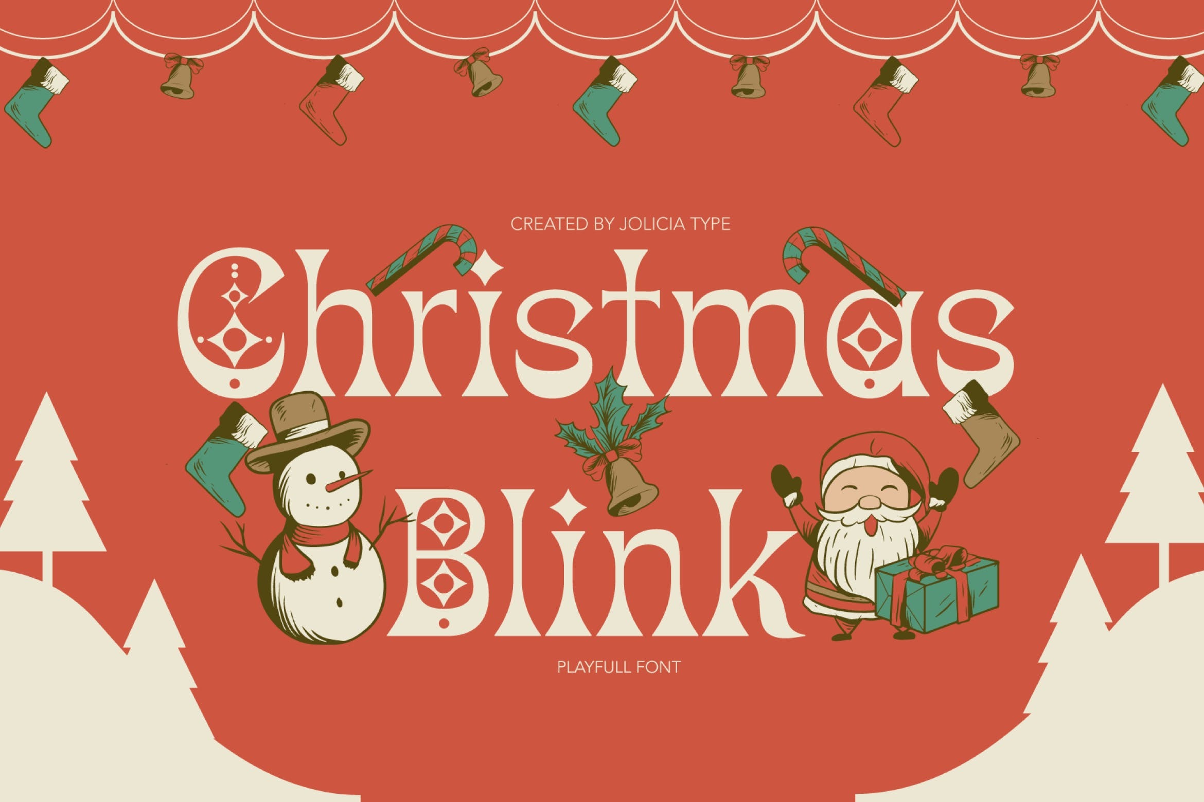 优雅可爱圣诞节品牌海报徽标设计装饰英文字体安装包 Christmas Blink Playfull Font - —