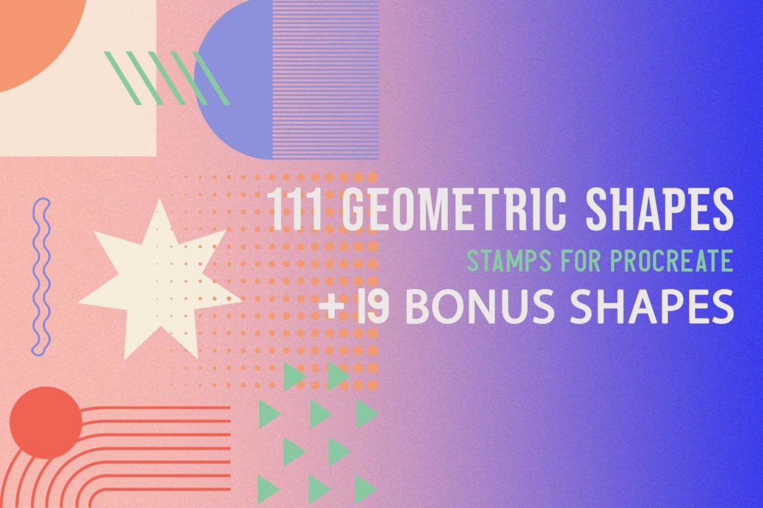 130款时尚线条几何形状iPad Procreate笔刷素材包 Procreate geometric Shape brushes - —