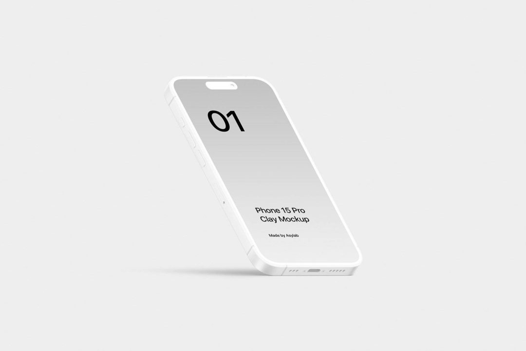 21款时尚陶瓷苹果iPhone 15 Pro屏幕演示贴图PSD样机模板 iPhone 15 Pro - 21 Clay Mockups Scenes - —