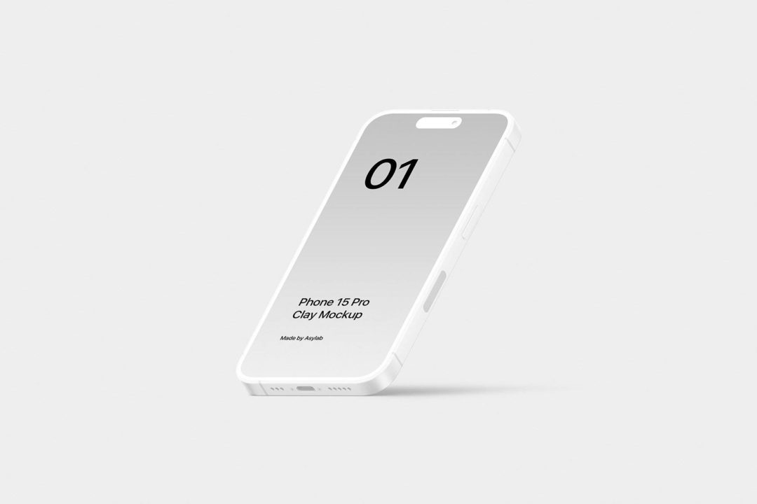 21款时尚陶瓷苹果iPhone 15 Pro屏幕演示贴图PSD样机模板 iPhone 15 Pro - 21 Clay Mockups Scenes - —