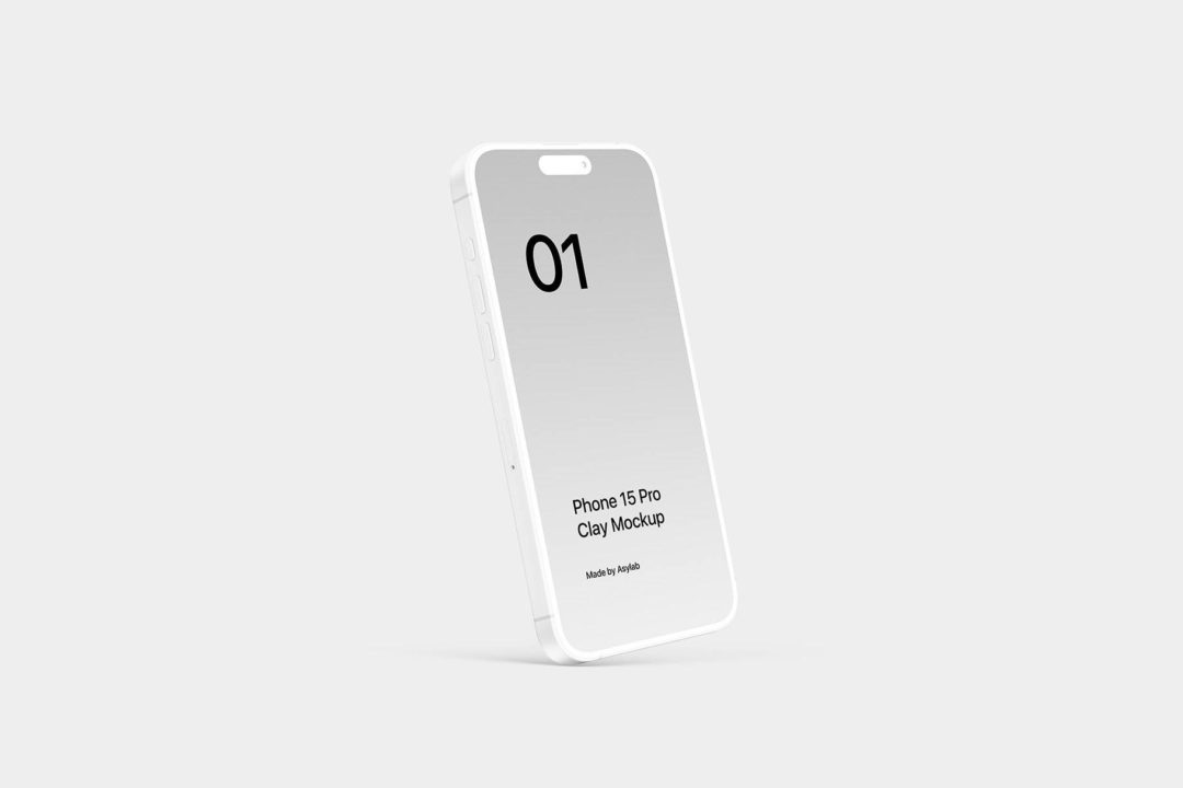 21款时尚陶瓷苹果iPhone 15 Pro屏幕演示贴图PSD样机模板 iPhone 15 Pro - 21 Clay Mockups Scenes - —