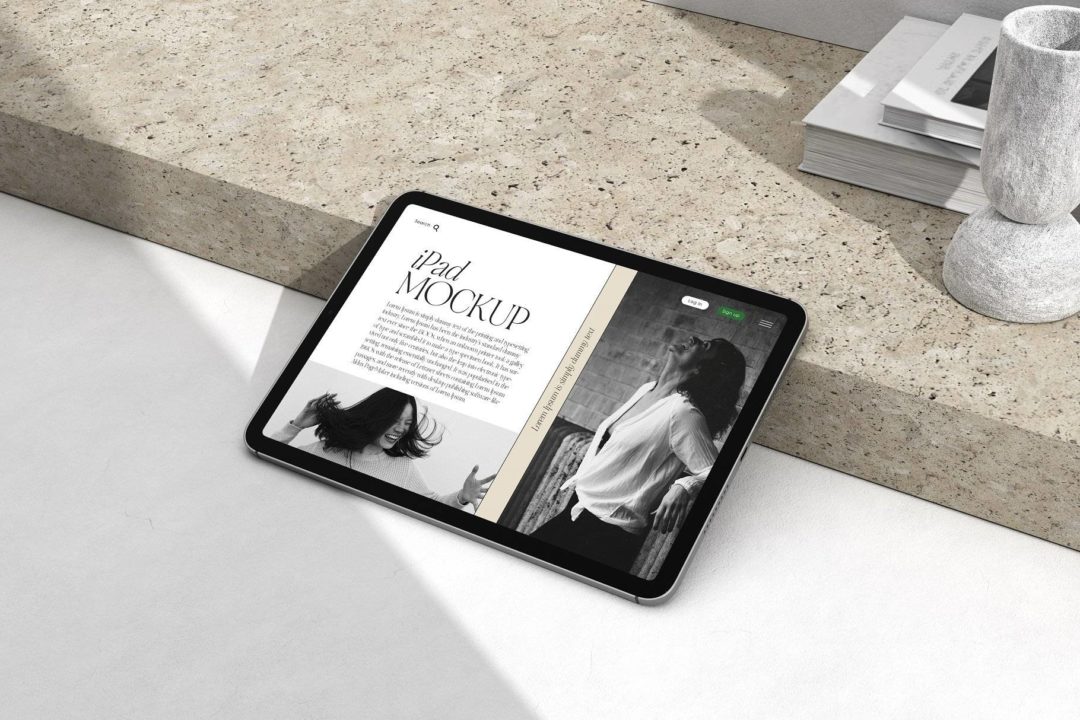 6款时尚苹果iPad Pro平板电脑屏幕演示贴图PSD样机模板 iPad photo mockups - —