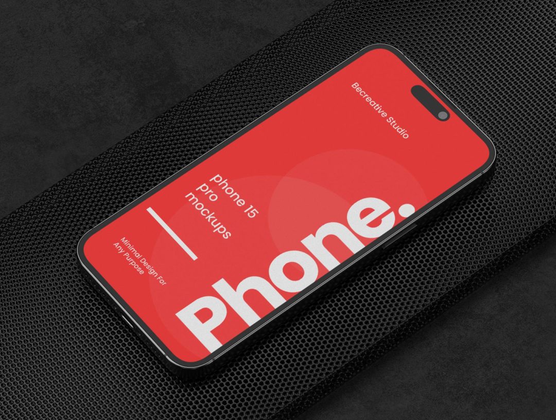 8款暗黑工业风苹果iPhone 15 Pro Max屏幕演示贴图PSD样机模板 8 iPhone 15 Pro Max Mockups - —