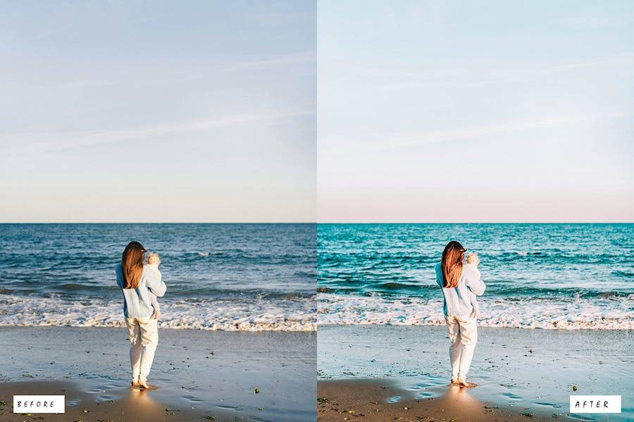 12组复古怀旧电影婚礼博主摄影照片调色Lightroom预设 12 Beach Vibes Blogger Lightroom Presets - —