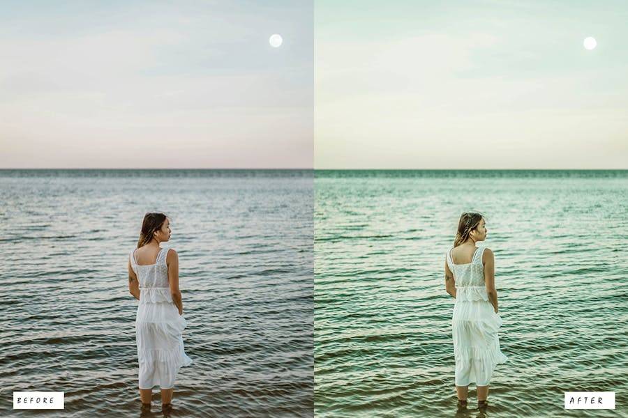 12组复古怀旧电影婚礼博主摄影照片调色Lightroom预设 12 Beach Vibes Blogger Lightroom Presets - —