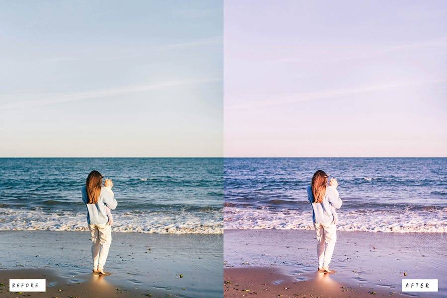 12组复古怀旧电影婚礼博主摄影照片调色Lightroom预设 12 Beach Vibes Blogger Lightroom Presets - —