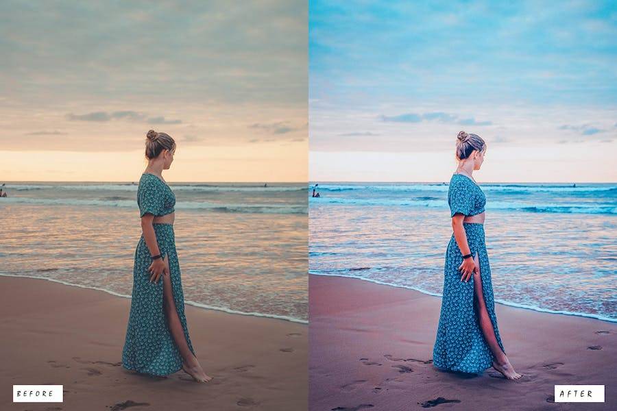 12组复古怀旧电影婚礼博主摄影照片调色Lightroom预设 12 Beach Vibes Blogger Lightroom Presets - —