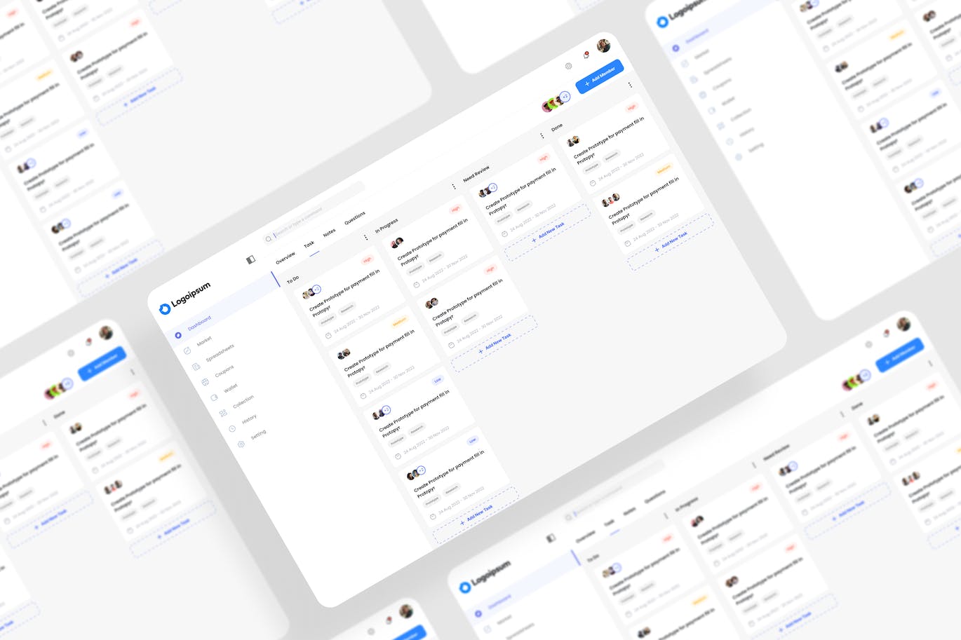 任务管理仪表板UI设计模板 Task Management Dashboard UI Kit