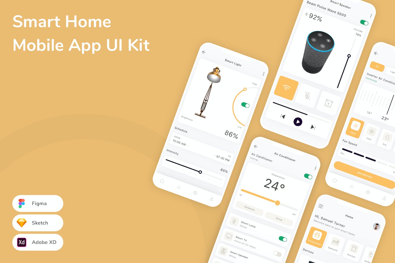 智能家居自动化应用UI 套件 Smart Home Mobile App UI Kit