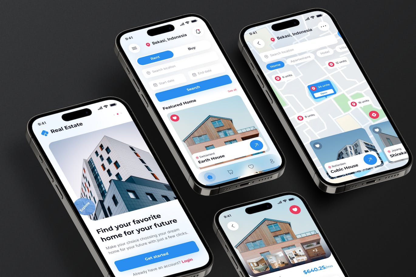 房地产移动应用程序 UI 套件 Mobile App &#8211; Real Estate