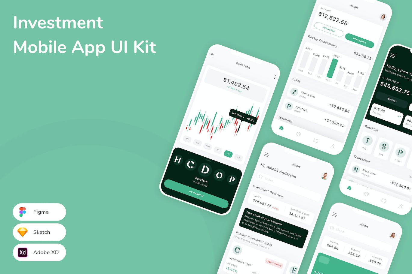 投资移动应用程序 UI 套件 Investment Mobile App UI Kit